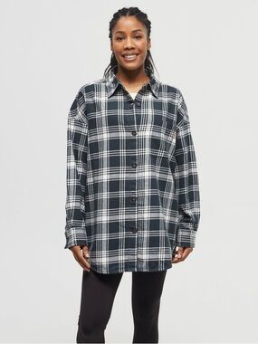 Tentree Fernwood flannel shirt, oversized, forest green plaid, women’s S